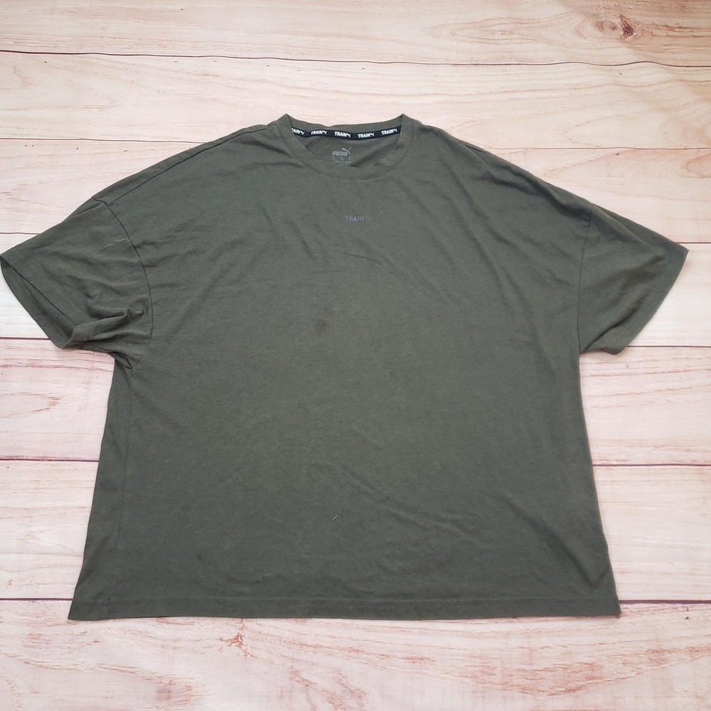 Puma Shirt Mens XL Green TRAIN Short Sleeve Athletic Workout Tee‎ Top Gym Adult